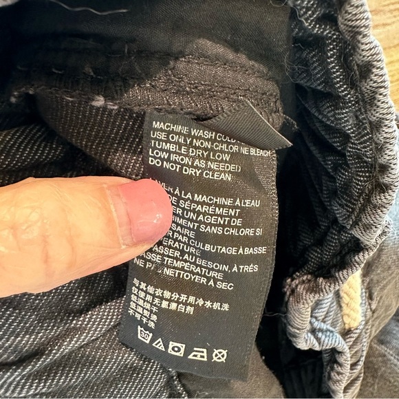 Urban Outfitters BDG Womens Denim Washed Black Jeans Raw Hem Mom Shorts Rope Tie - Picture 5 of 8